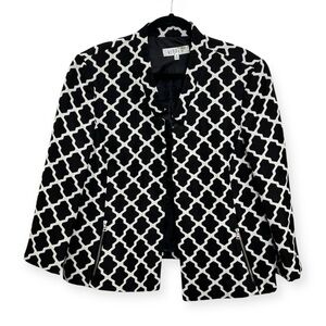 Kasper Black and White Patterned Blazer Size 18